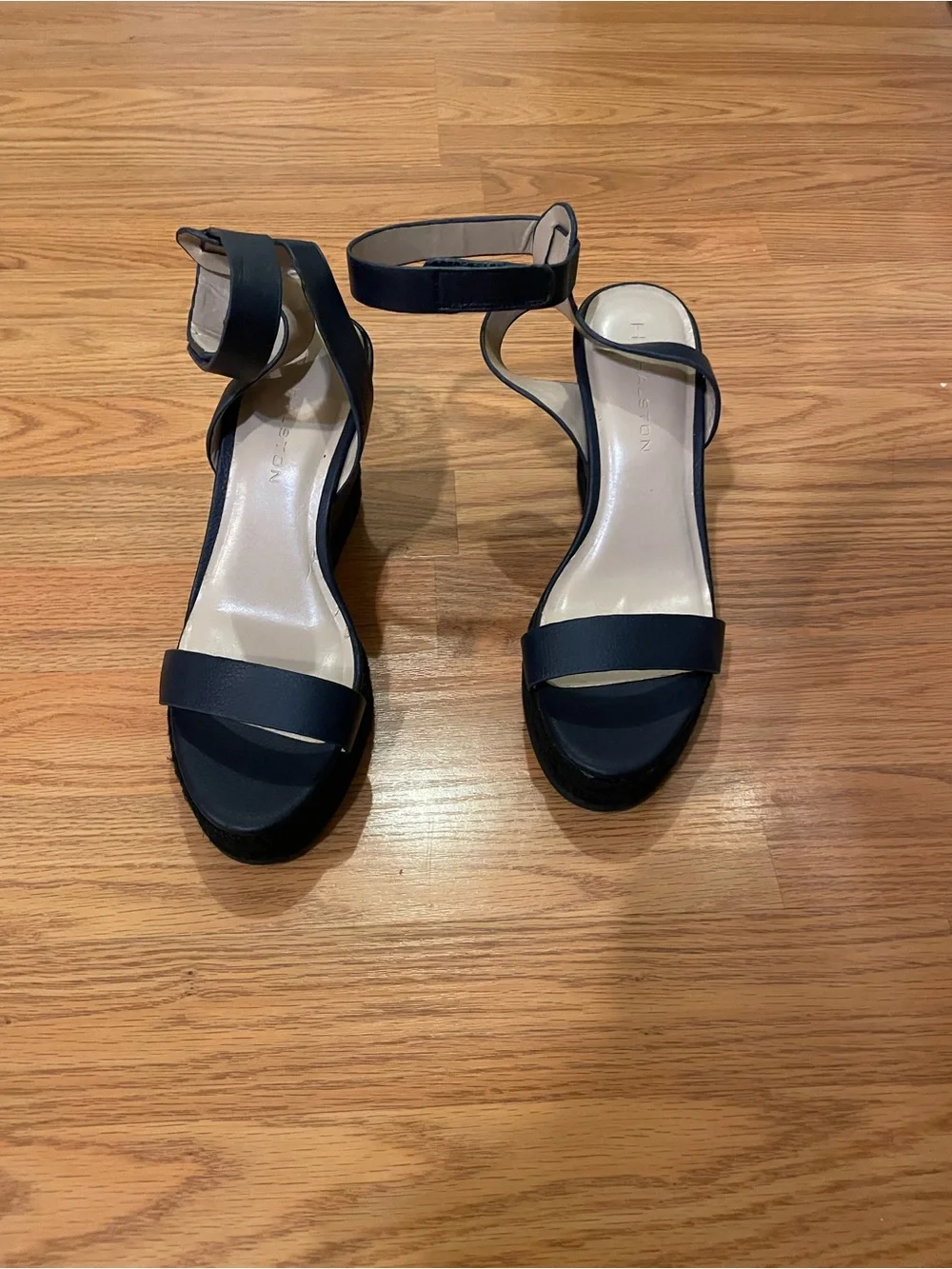 H by Halston Women’s Navy Blue Ankle Velcro Strap Wedge Sandals